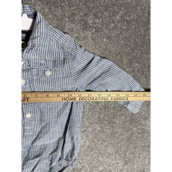 Oshkosh‎ Bgosh Chambray Striped One Piece Boys Size 18M Blue Cotton Long Sleeve - Picture 5 of 6